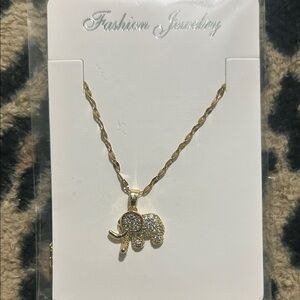 Gold Elephant Pendant Necklace
